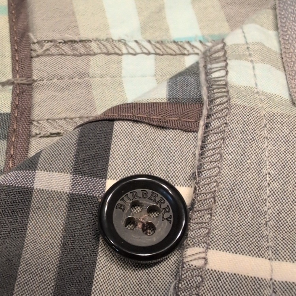 Burberry London Blue/Gray/Black Nova Check‎ Plaid Cotton Pants Size 6 - Picture 13 of 13